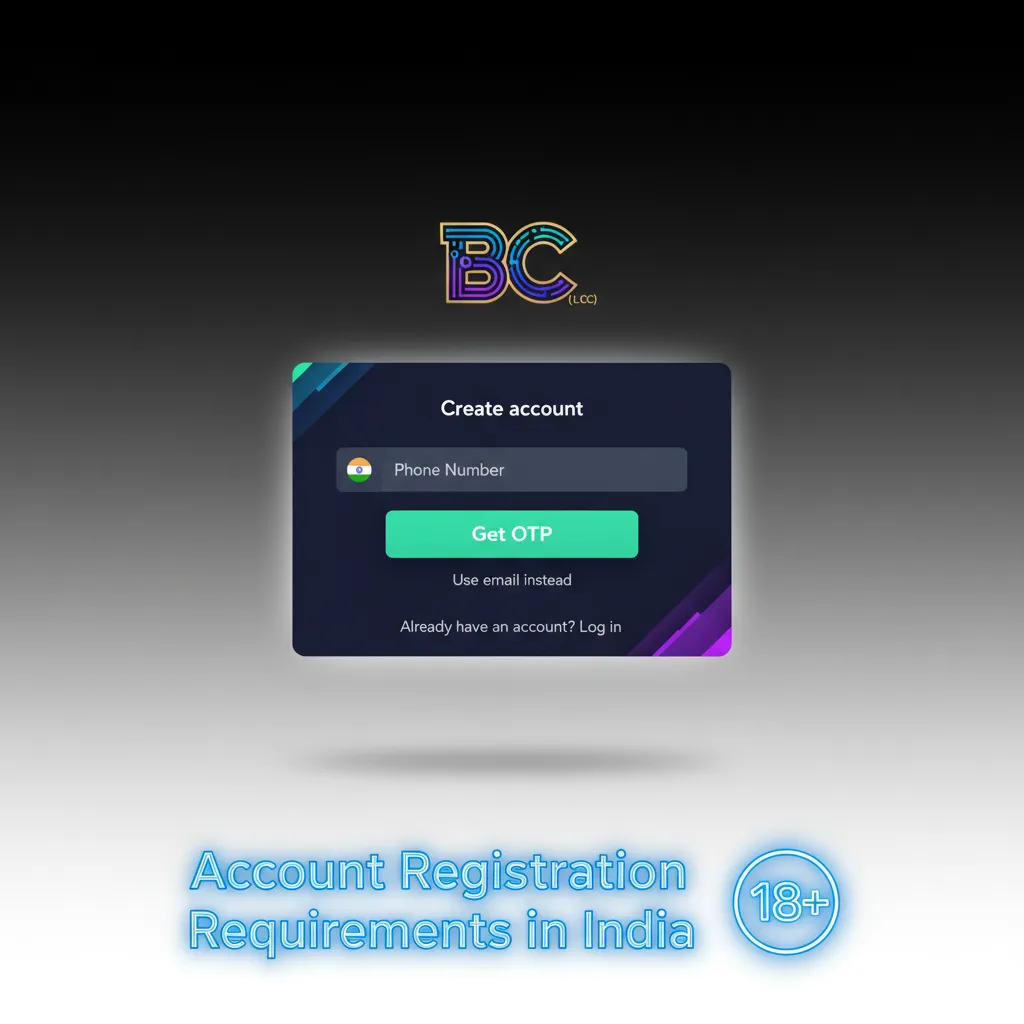 BC Game India signup: 18+, accurate ID and payment details, one account, accept Terms & RG, KYC for withdrawals & limits.