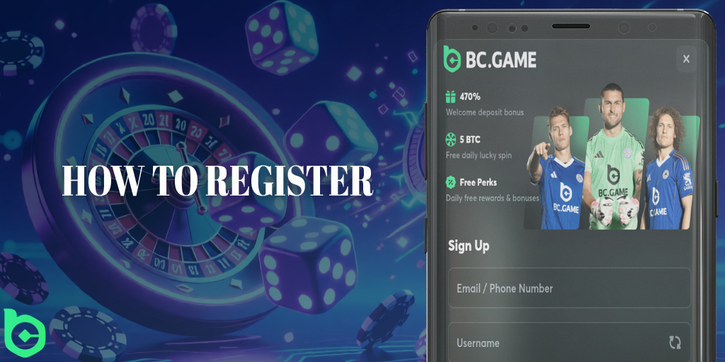 Registration in the BC Game mobile app is simple and quick.
